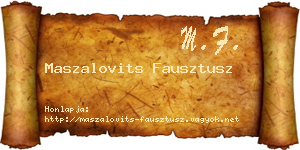 Maszalovits Fausztusz névjegykártya